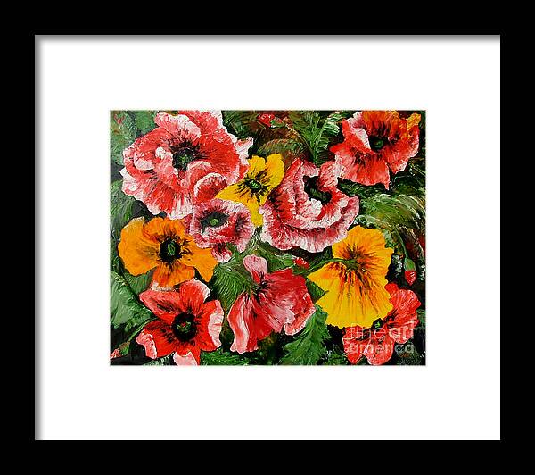 Poppies Framed Print featuring the painting Poppies by Inna Montano