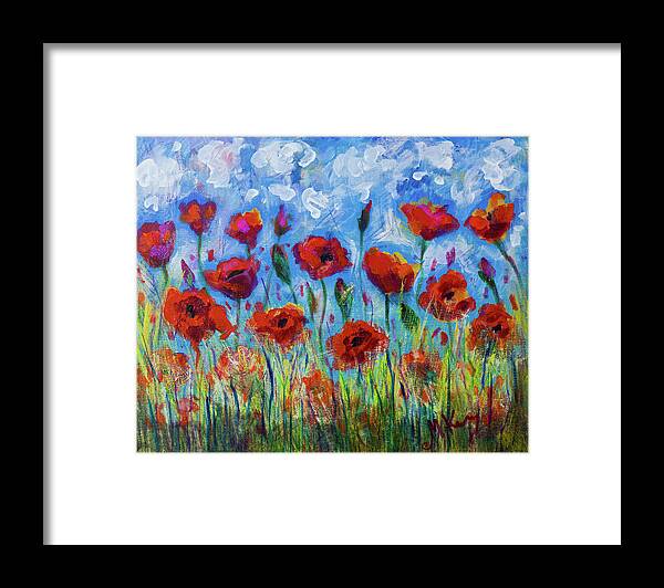 Flowers Framed Print featuring the painting Poppies by Maxim Komissarchik