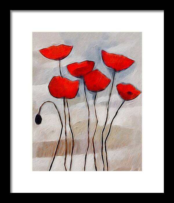Poppies Framed Print featuring the painting Poppies Painting by Lutz Baar