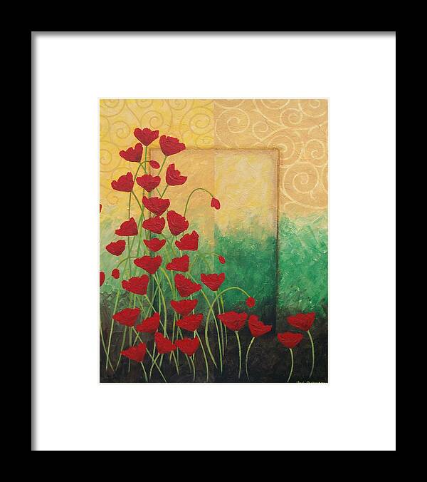 Modern Framed Print featuring the painting Poppi's Poppies by Herb Dickinson