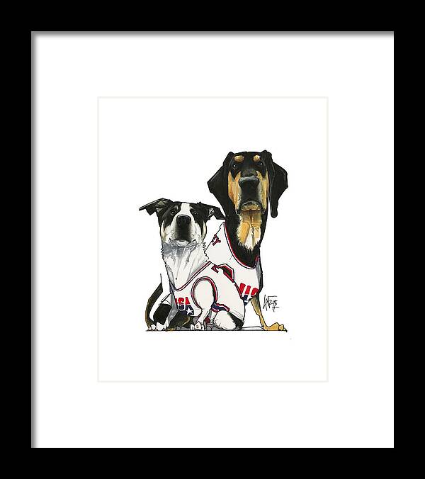 Pet Portrait Framed Print featuring the drawing Poppy 3196 by John LaFree