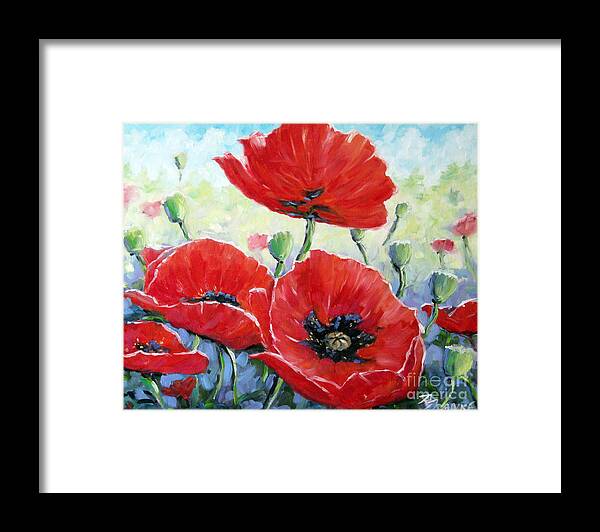Art Framed Print featuring the painting Poppy Love floral scene by Richard T Pranke
