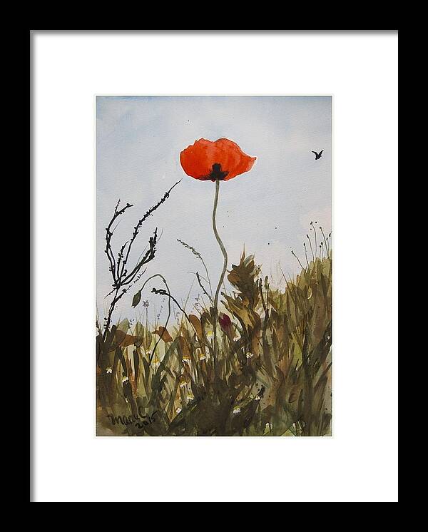 Poppy Framed Print featuring the painting Poppy on the field by Manuela Constantin