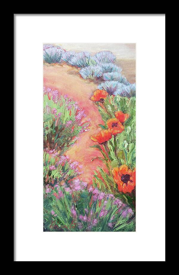 Colorado Landscape Framed Print featuring the painting Poppy Pathway by Gina Grundemann