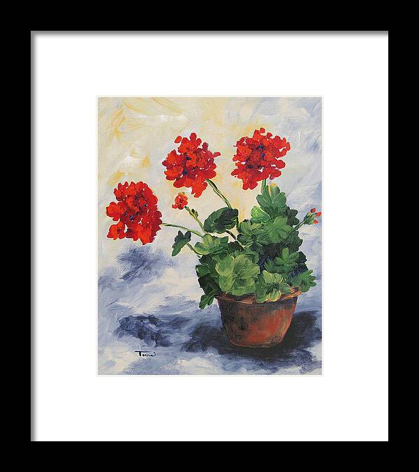 Geranium Framed Print featuring the painting Porch Geraniums by Torrie Smiley