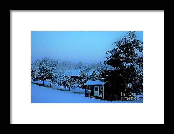 Winter Framed Print featuring the photograph Porch Setting, Not Today by Merle Grenz