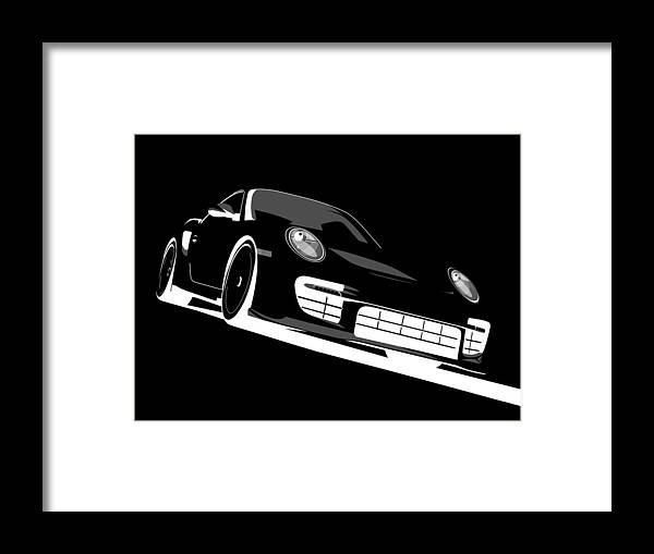 Porsche Framed Print featuring the digital art Porsche 911 GT2 Night by Michael Tompsett