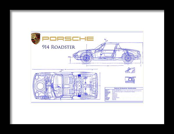 Porsche 914 Blueprint Framed Print featuring the photograph Porsche 914 Blueprint by Jon Neidert