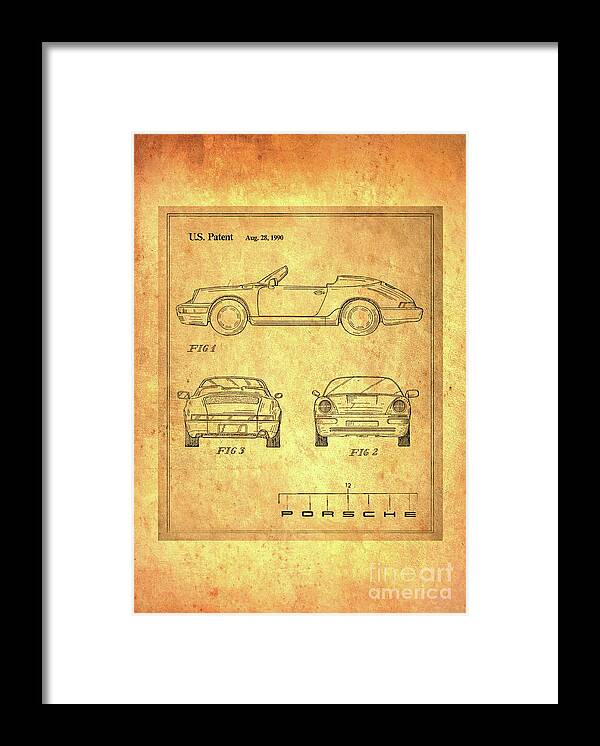 Porsche Framed Print featuring the digital art Porsche Blueprint by Steven Parker