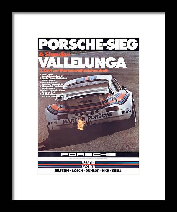Porsche Framed Print featuring the digital art Porsche Vallelunga vintage Racing poster by Georgia Clare