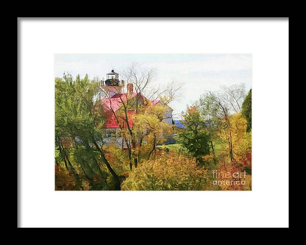 Lighthouse Framed Print featuring the digital art Port Lighthouse by Stacey Carlson