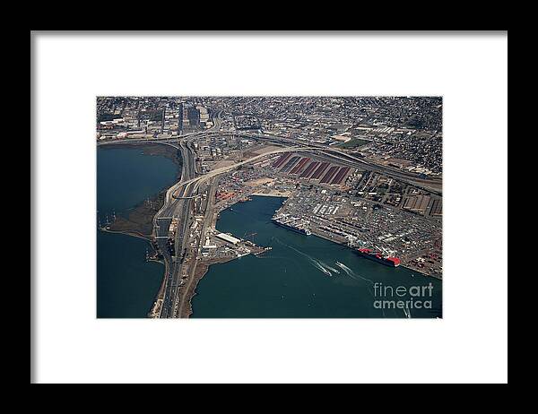 Freeway Framed Print featuring the photograph Port of Oakland with Freeways by Wernher Krutein