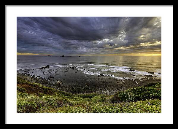 Basia Framed Print featuring the photograph Port Orford Cove Sunset by Don Hoekwater Photography