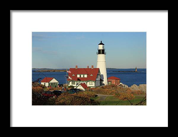 Coastal Framed Print featuring the photograph Portland Head Lighthouse 2 by Lou Ford