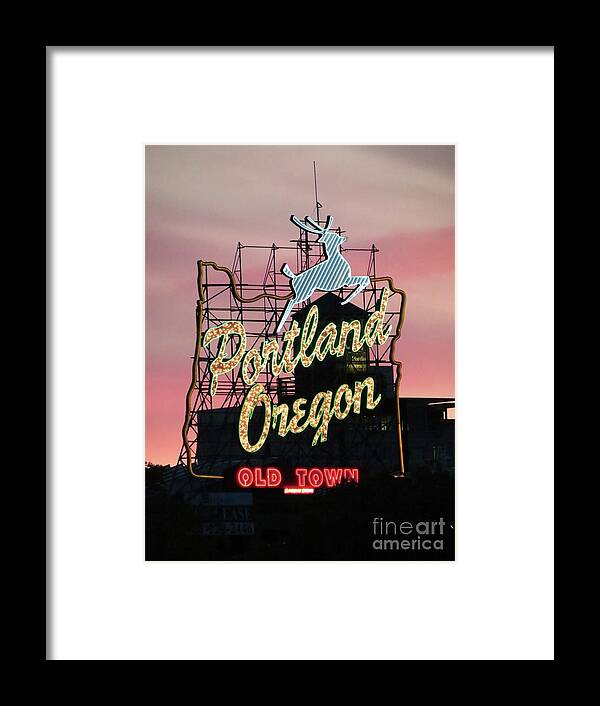 Portland Framed Print featuring the photograph Portland Sign at Burnside by Tom Maxwell