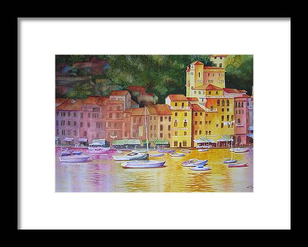 Italy Framed Print featuring the painting Portofino Afternoon by Karen Stark