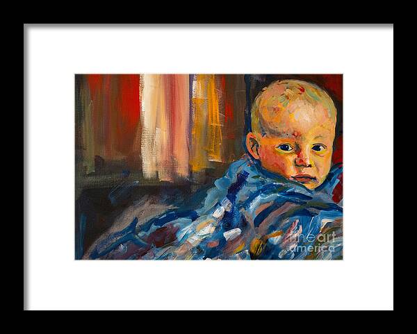 Baby Framed Print featuring the painting Portrait for a Mother by Angelique Bowman