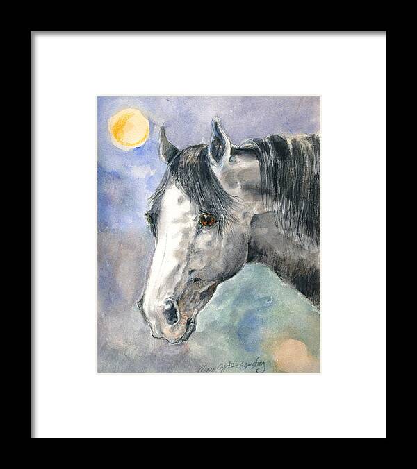 Mary Ogden Armstrong Paintings Framed Print featuring the painting portrait Gray II by Mary Armstrong