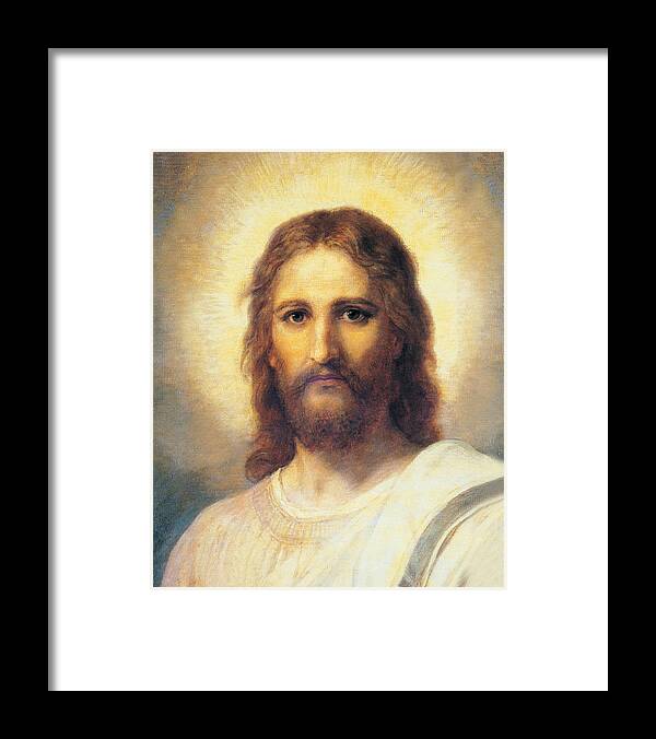 Portrait Jesus Christ Framed Print featuring the painting Portrait Of Jesus Christ by Heinrich Hofmann
