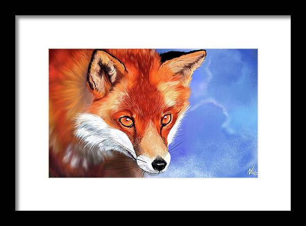Fox Framed Print featuring the digital art Portrait of a Fox by Norman Klein