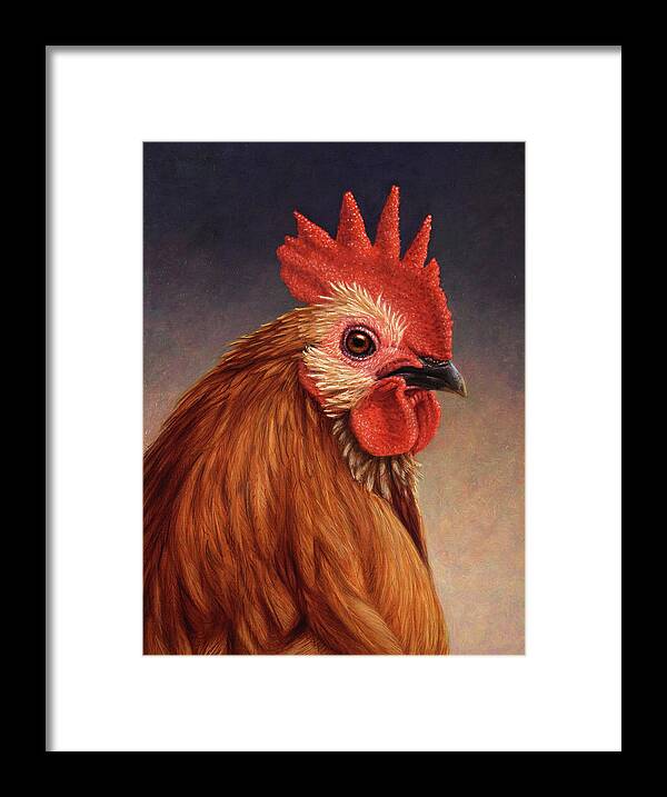 Rooster Framed Print featuring the painting Portrait of a Rooster by James W Johnson