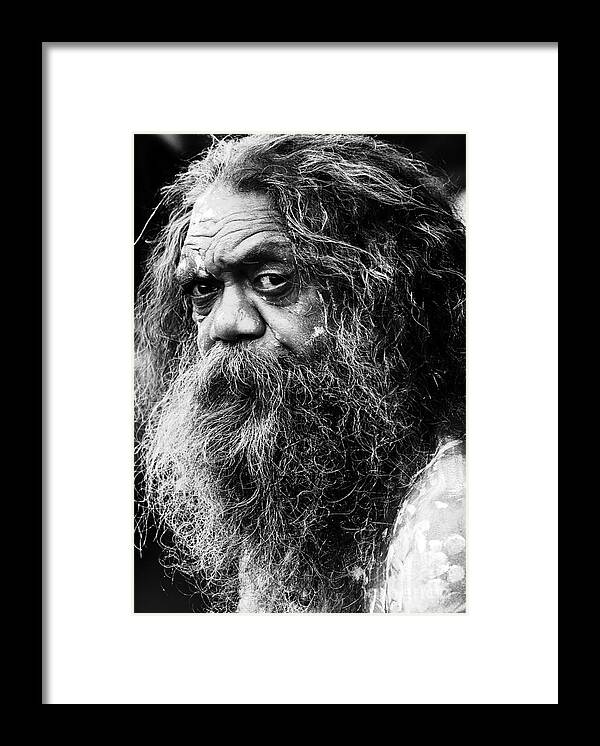 Aborigine Aboriginal Australian Framed Print featuring the photograph Portrait of an Australian aborigine by Sheila Smart Fine Art Photography