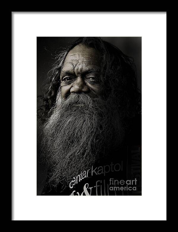 Aboriginal Framed Print featuring the photograph Portrait of Cedric by Sheila Smart Fine Art Photography