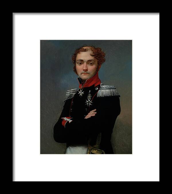Art Framed Print featuring the painting Portrait of Charles-Louis Regnault, An Officer from the Napoleon by Mountain Dreams