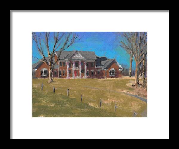 Painting Of A Country Estate Home Framed Print featuring the painting Portrait of a Country Estate Home by Terri Meyer