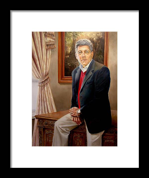 Interior Framed Print featuring the painting Portrait of Joe Miraglia by JoAnne Castelli-Castor