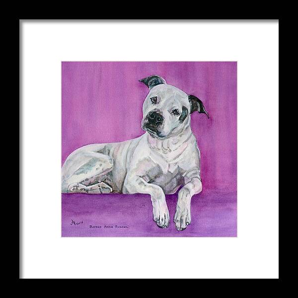 Dog Framed Print featuring the painting Portrait of Maddie by Anna Ruzsan