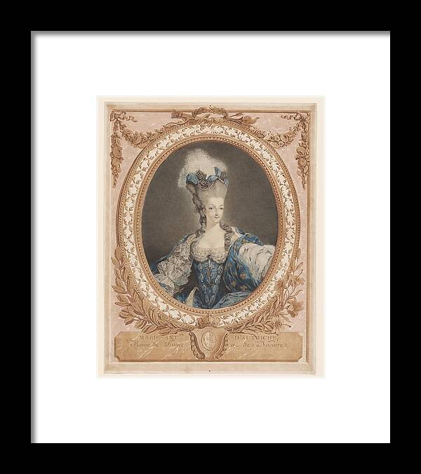 France Framed Print featuring the painting Portrait of Marie Antoinette, 1777 by Vincent Monozlay