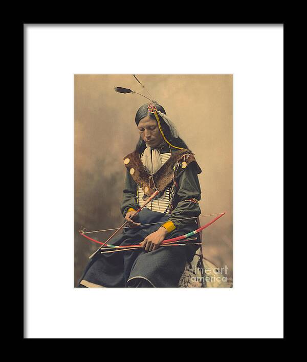 Indians Framed Print featuring the photograph Portrait of Oglala Sioux Council Chief Bone Necklace by American School