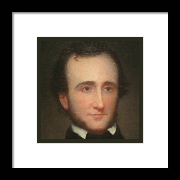 American+poet Framed Print featuring the digital art Portrait of Poe by Asok Mukhopadhyay