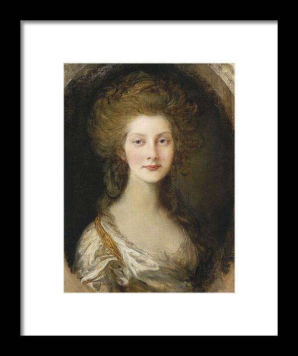 Thomas Gainsborough(1727-1788) Portrait Of Princess Augusta Framed Print featuring the painting Portrait of Princess Augusta by MotionAge Designs