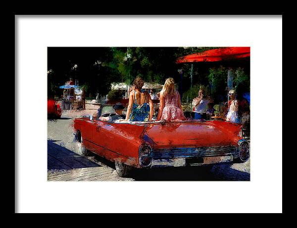  Framed Print featuring the photograph Pop Art People /Retro Car And Positive Mood by Aleksandrs Drozdovs