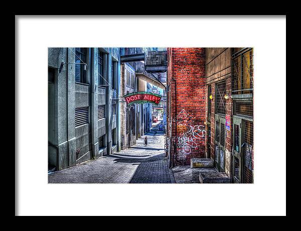 Post Alley Framed Print featuring the photograph Post Alley Straggler by Spencer McDonald