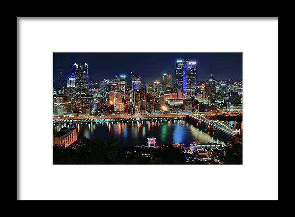 Pittsburgh Framed Print featuring the photograph Postcard Pittsburgh by Frozen in Time Fine Art Photography