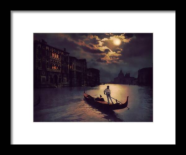 Postcard Framed Print featuring the painting Postcards From Venice - The Red Gondola by Douglas MooreZart