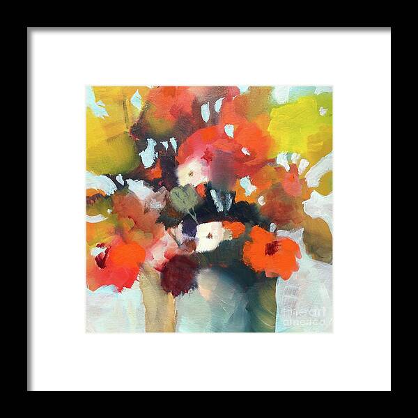 Flowers Framed Print featuring the painting Pot of Flowers by Michelle Abrams