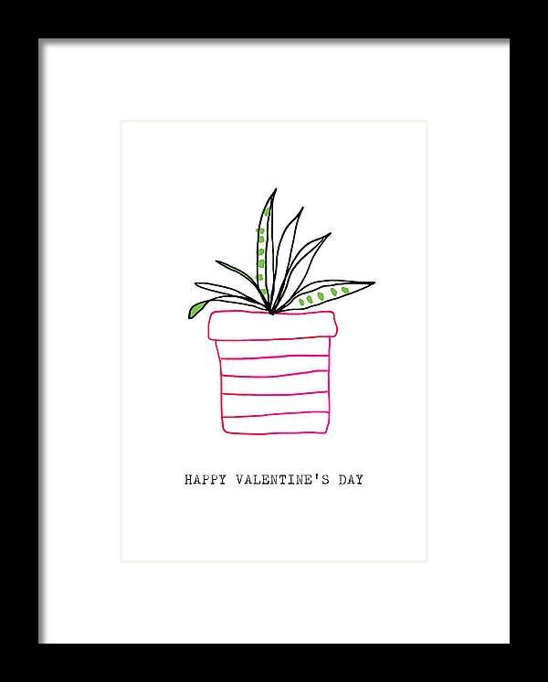 Plant Framed Print featuring the mixed media Potted Plant Valentine- Art by Linda Woods by Linda Woods