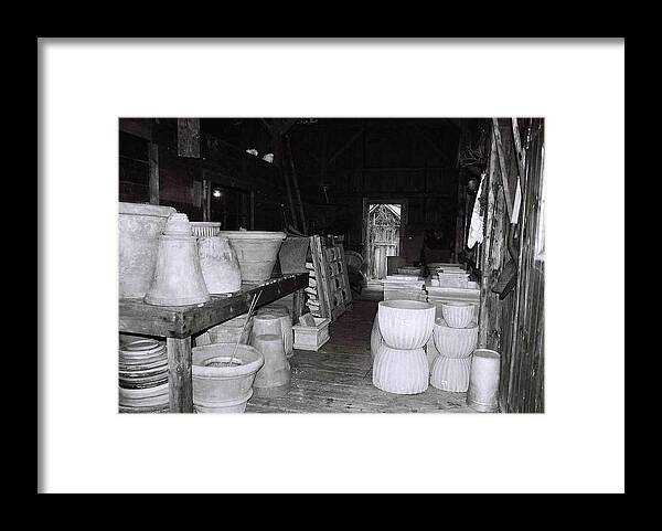 Black And White Framed Print featuring the photograph Potting Barn of Maine by AnnaJanessa PhotoArt