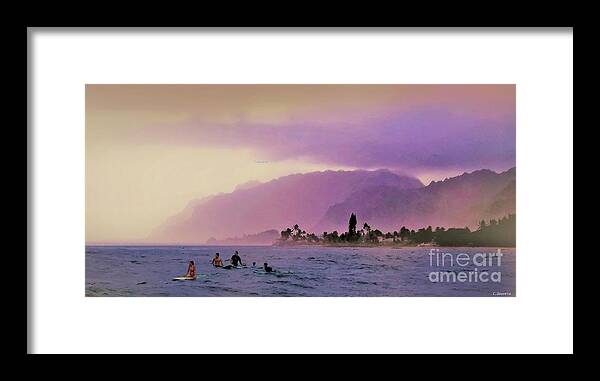 Pounders Beach North Shore Hawaii Framed Print featuring the painting Pounders Beach North Shore Hawaii 2 by Carl Gouveia