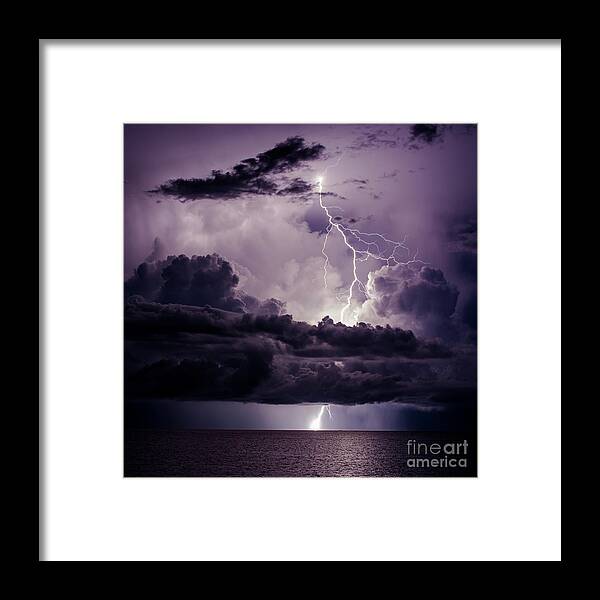 Lightning Framed Print featuring the photograph Power in the Sky by Quinn Sedam