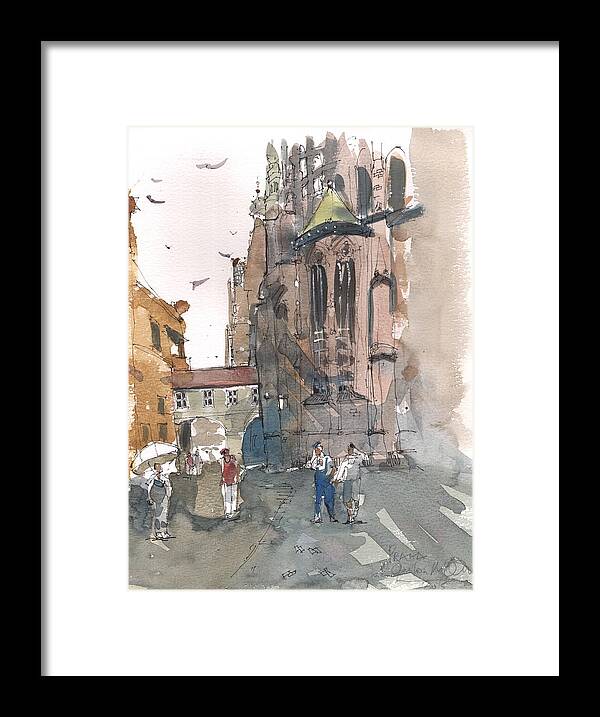 Landscape Framed Print featuring the painting Prague 4 by Gaston McKenzie