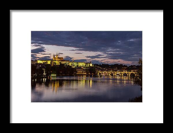 Prague Castle Framed Print featuring the photograph Prague Castle, Night view by Yelena Rozov
