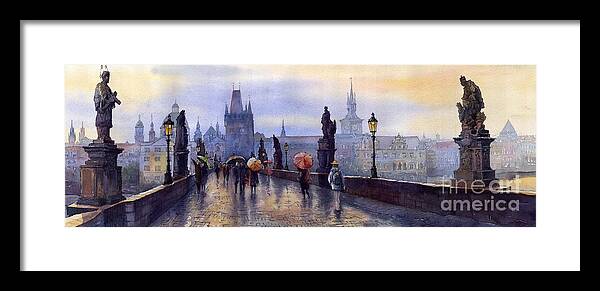 Cityscape Framed Print featuring the painting Prague Charles Bridge by Yuriy Shevchuk