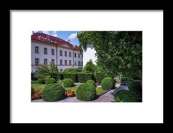 Jenny Rainbow Fine Art Photography Framed Print featuring the photograph Prague Courtyards. Regular Style Garden by Jenny Rainbow