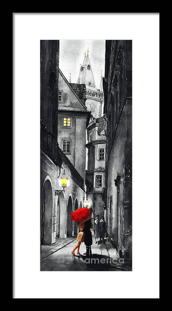 Prague Framed Print featuring the digital art Prague Love Story by Yuriy Shevchuk