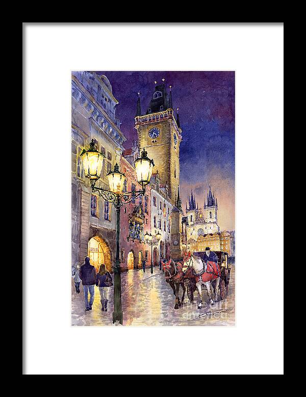 Cityscape Framed Print featuring the painting Prague Old Town Square 3 by Yuriy Shevchuk